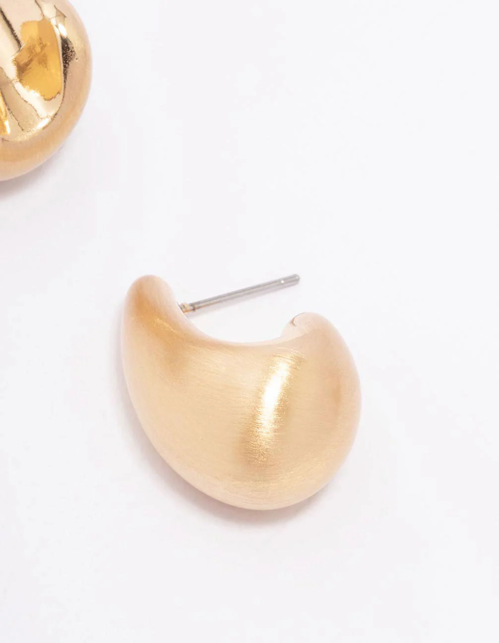Gold Large Smooth Teardrop Earrings - Image 3