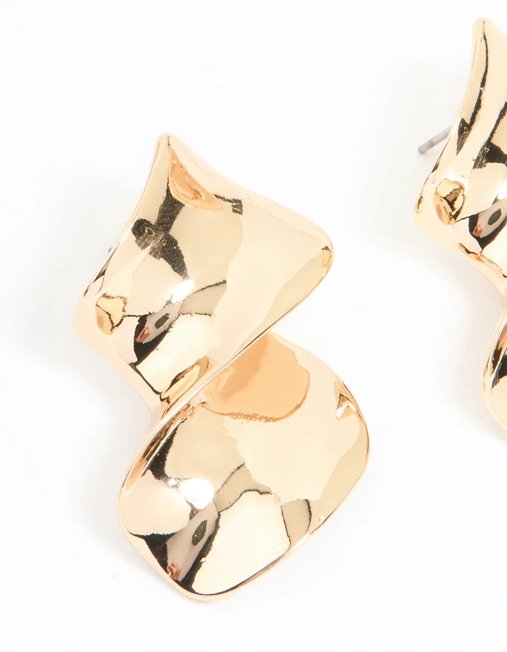 Gold Large Swirl Stud Earrings - Image 4