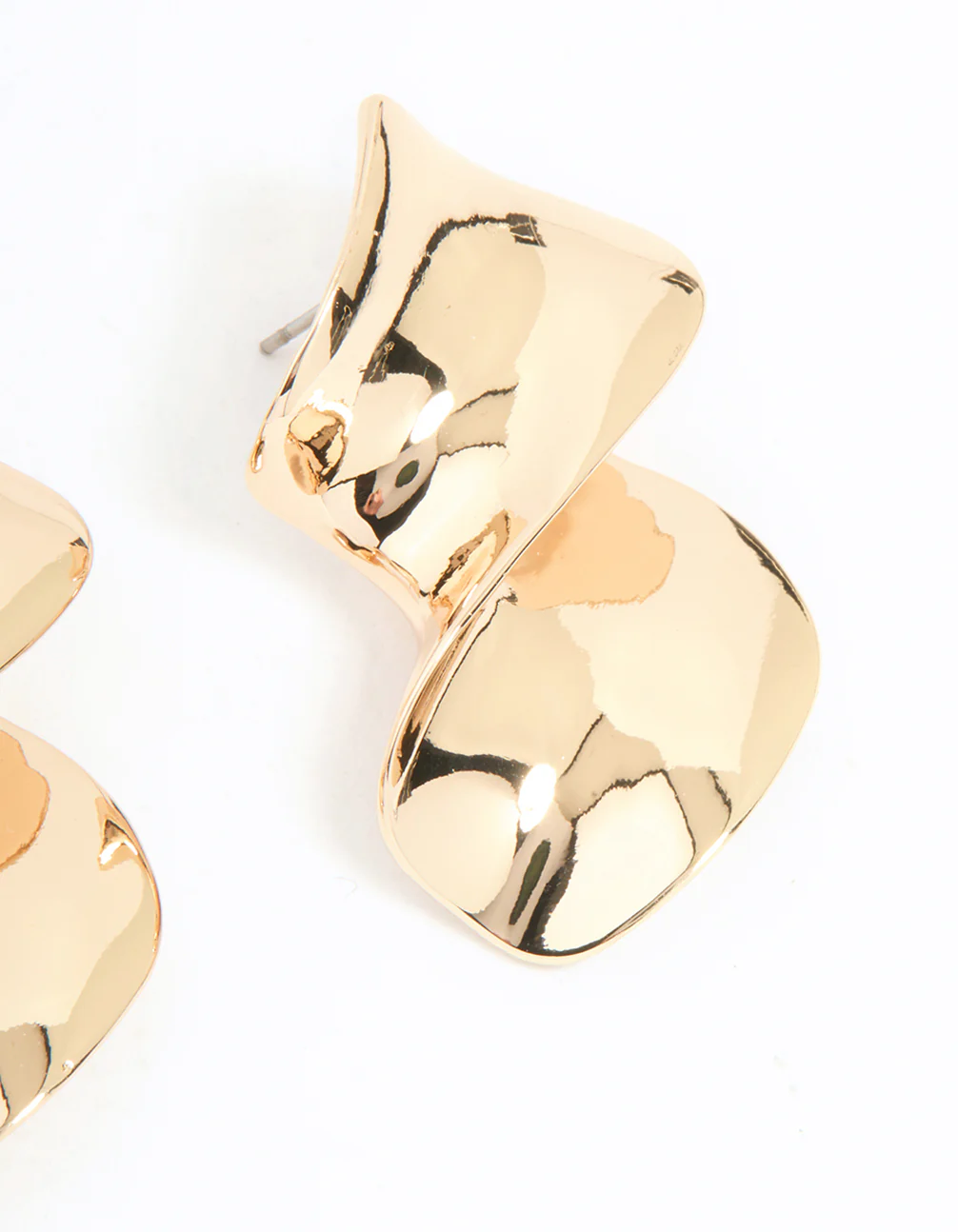 Gold Large Swirl Stud Earrings - Image 5