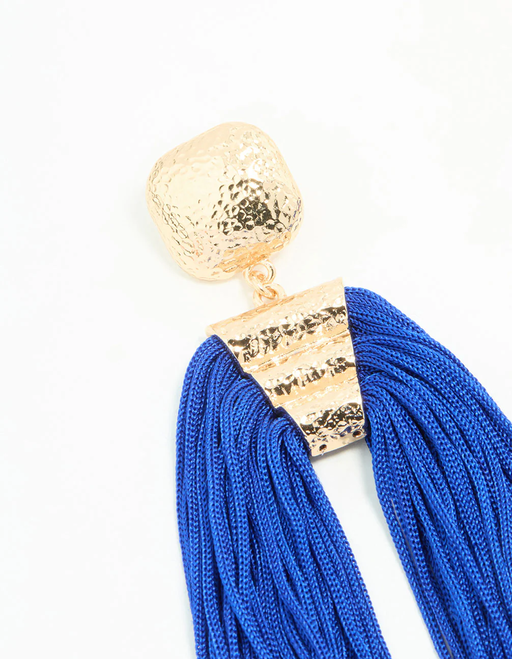 Gold Large Tassel Drop Earrings - Image 4