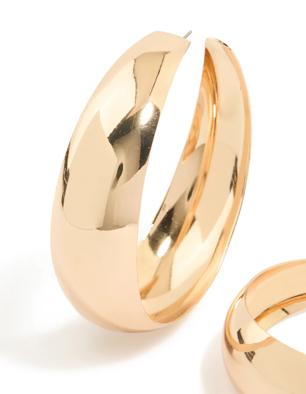 Gold Large Thin Hoop Earrings - Image 4