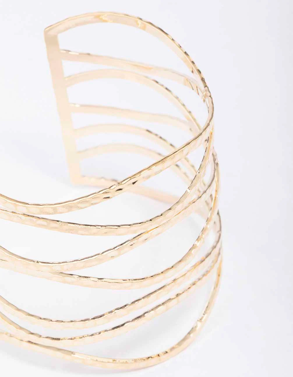 Gold Large Wavy Hammered Wrist Cuff - Image 2