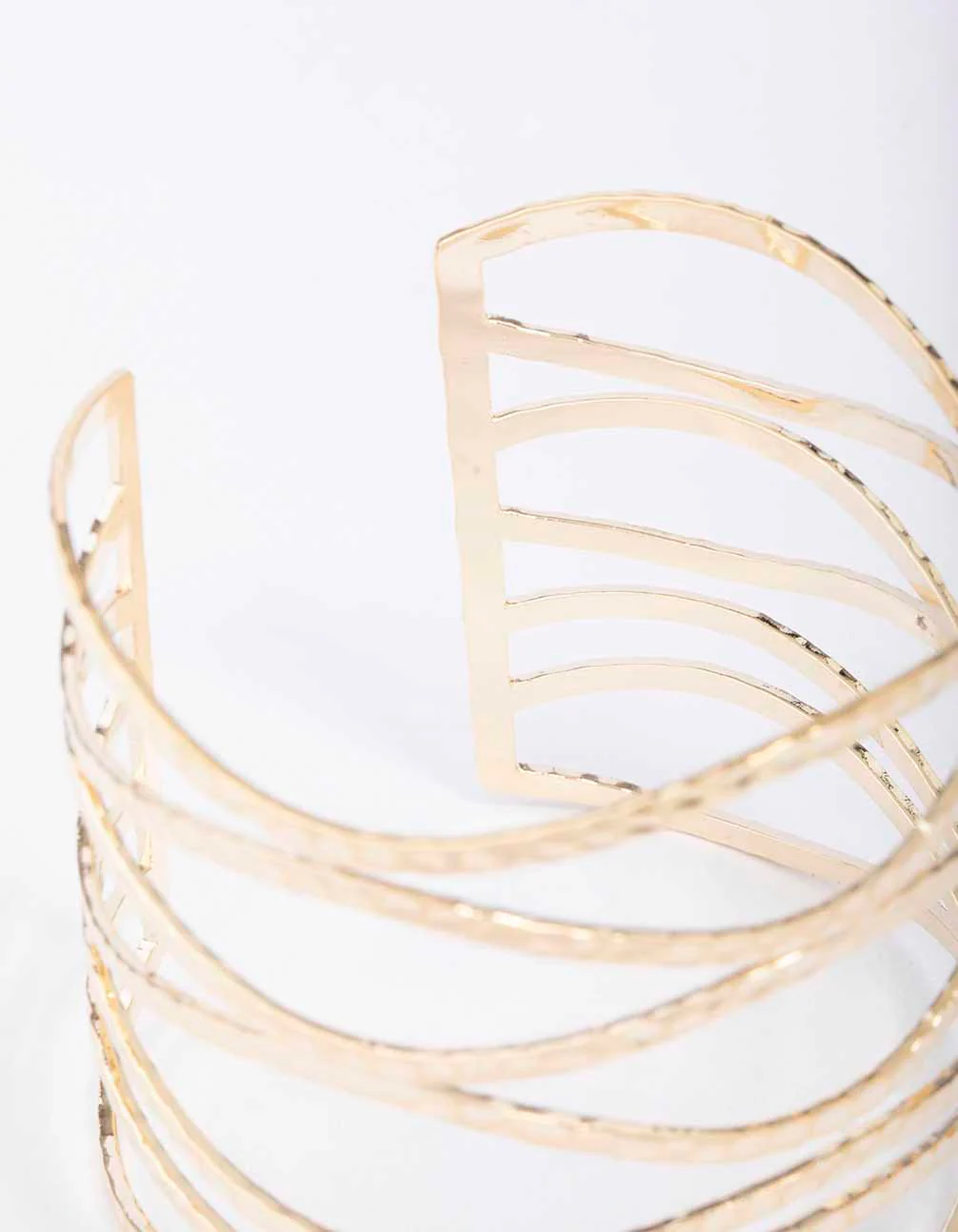 Gold Large Wavy Hammered Wrist Cuff - Image 3
