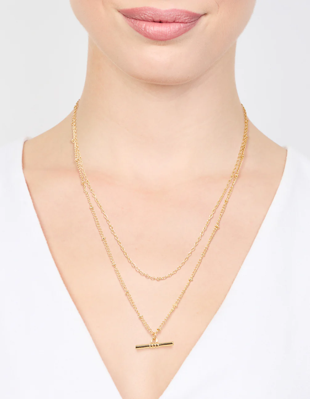 Gold Layered Bar Necklace - Image 2