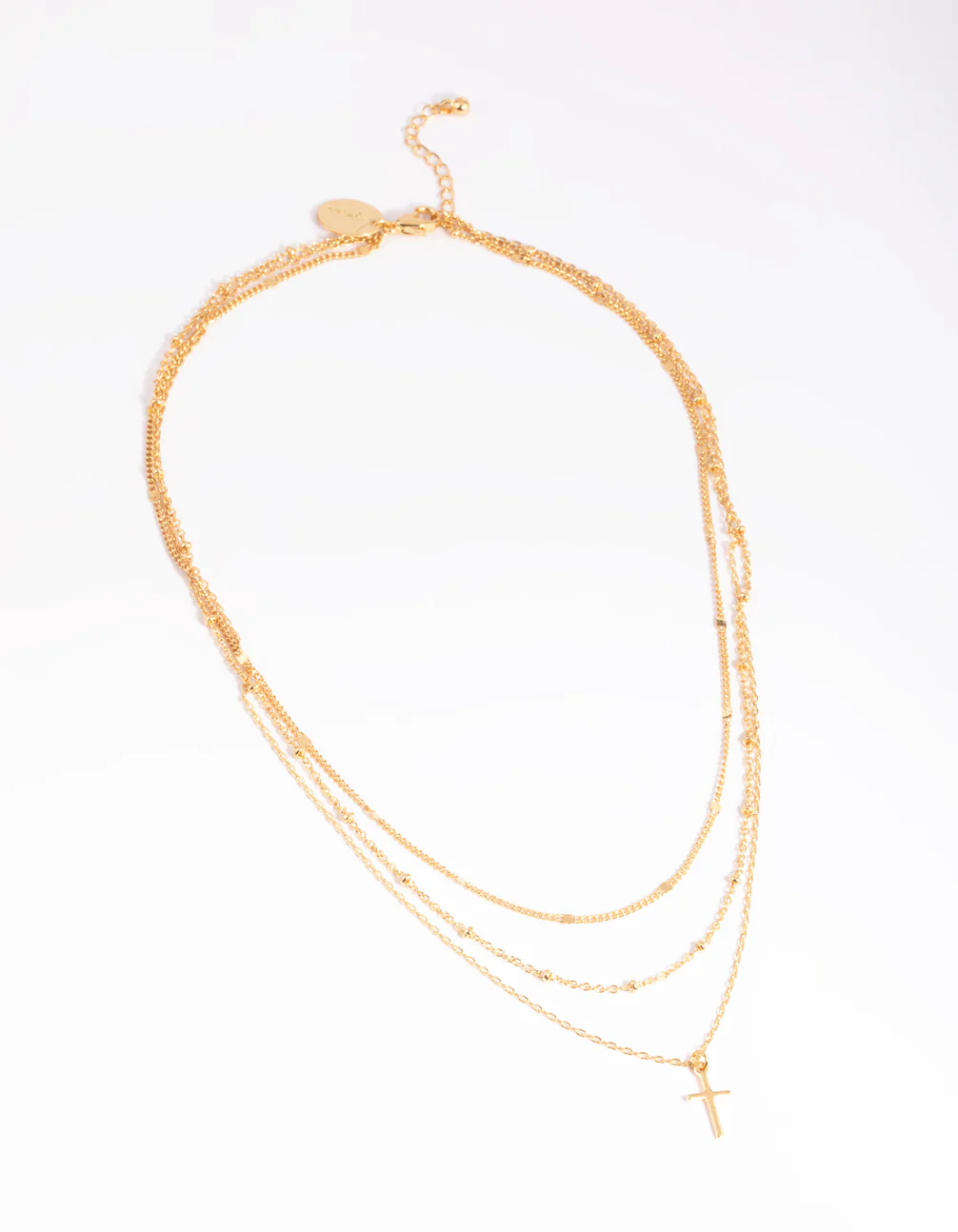 Gold Plated Layered Cross Necklace - Image 3