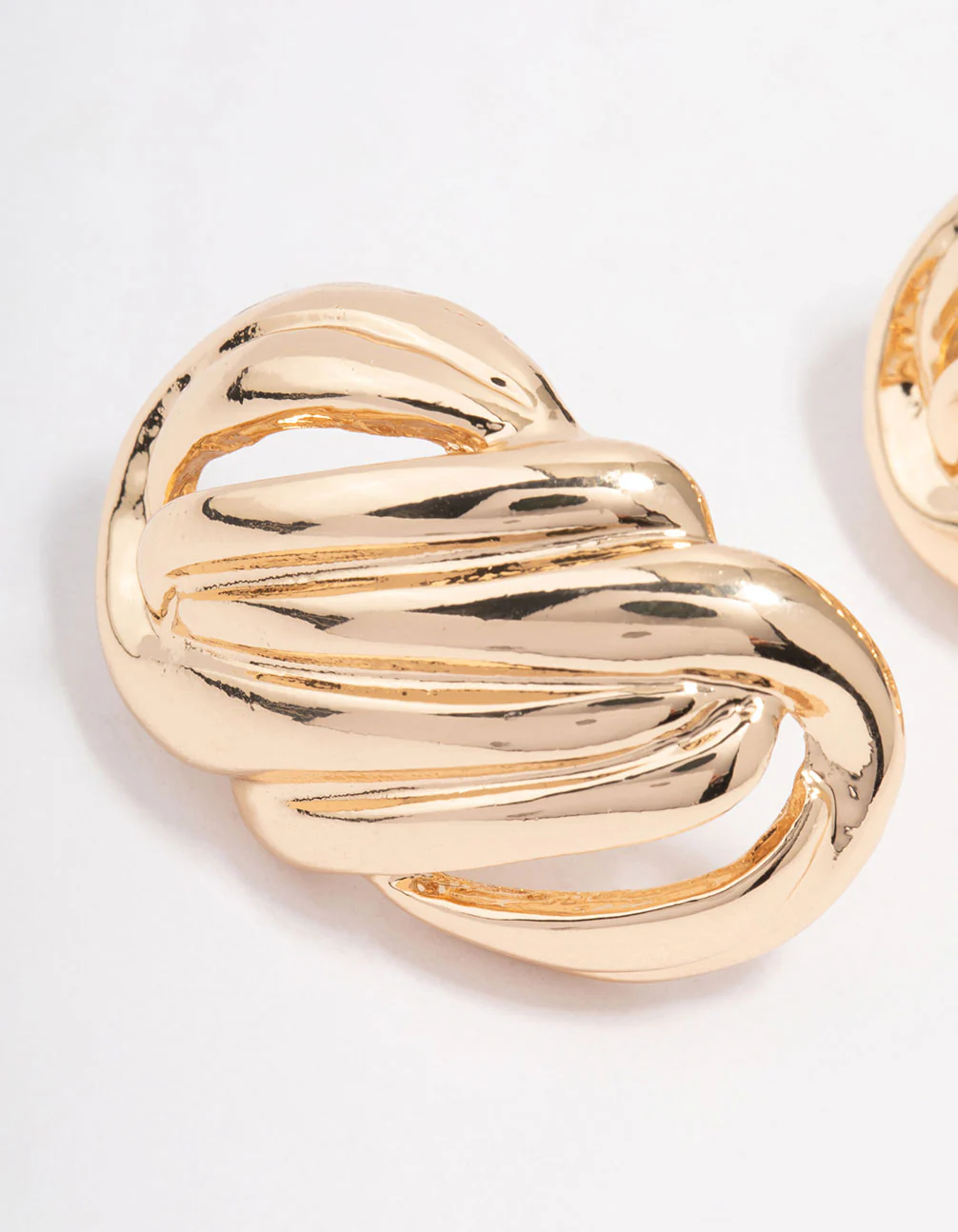 Gold Layered Oval Stud Earrings - Image 2