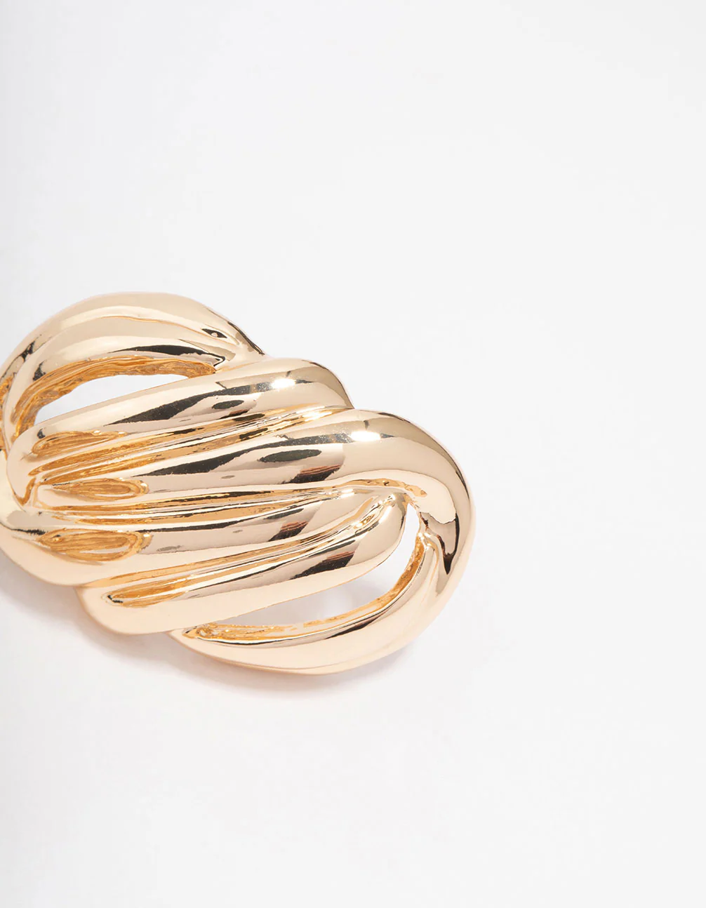 Gold Layered Oval Stud Earrings - Image 3