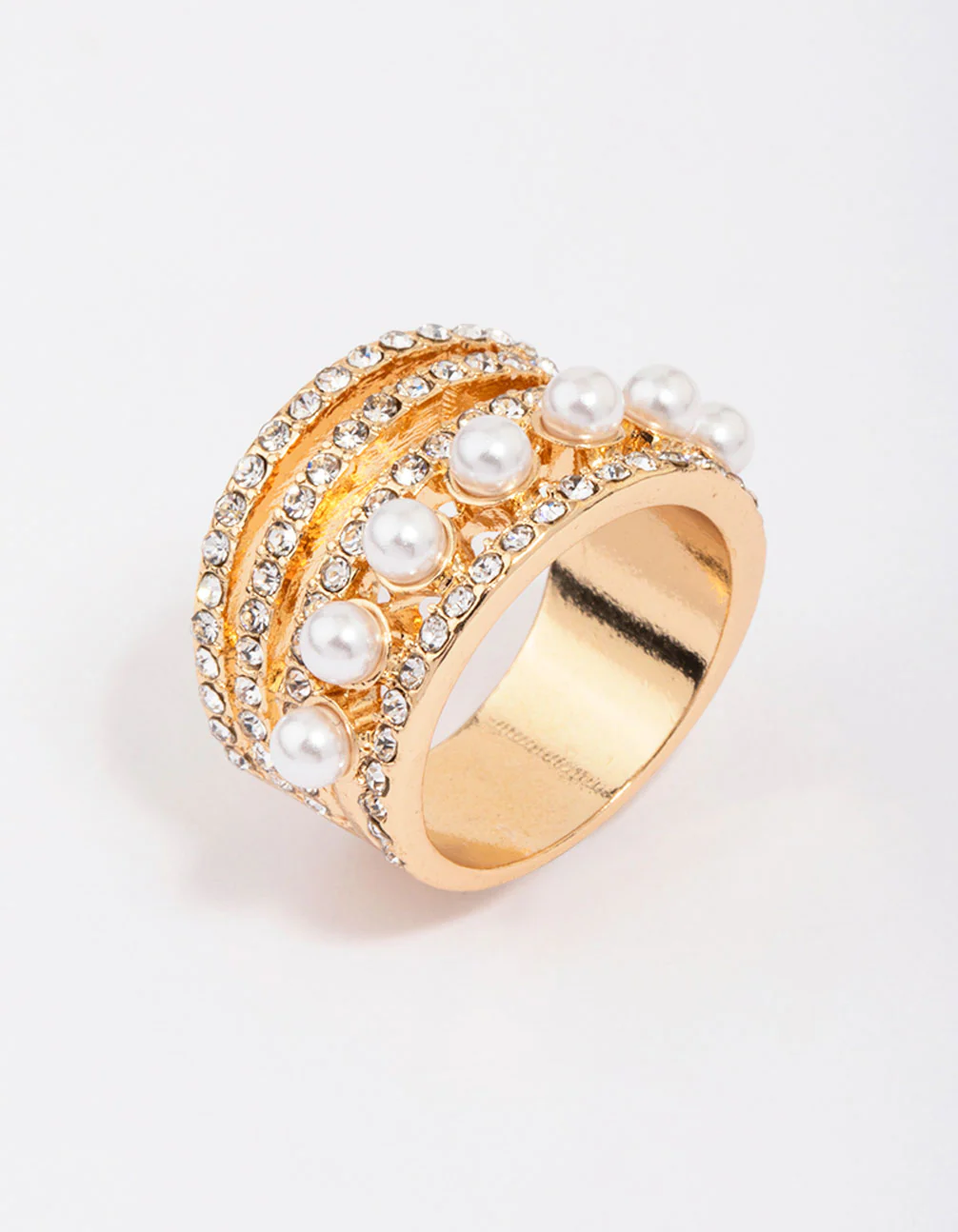 Gold Layered Pearl Band Ring - Image 2