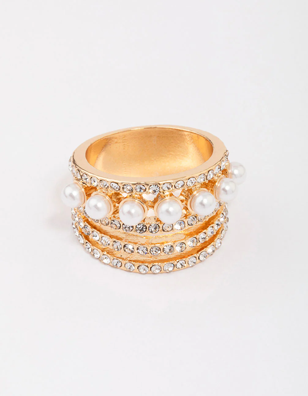 Gold Layered Pearl Band Ring - Image 3