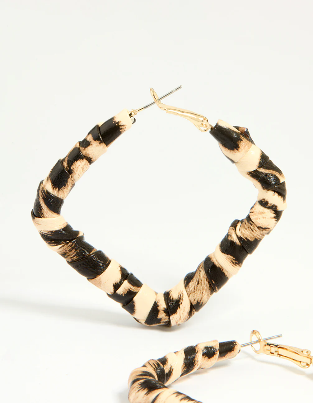 Gold Leopard Print Hoop Earrings - Image 2