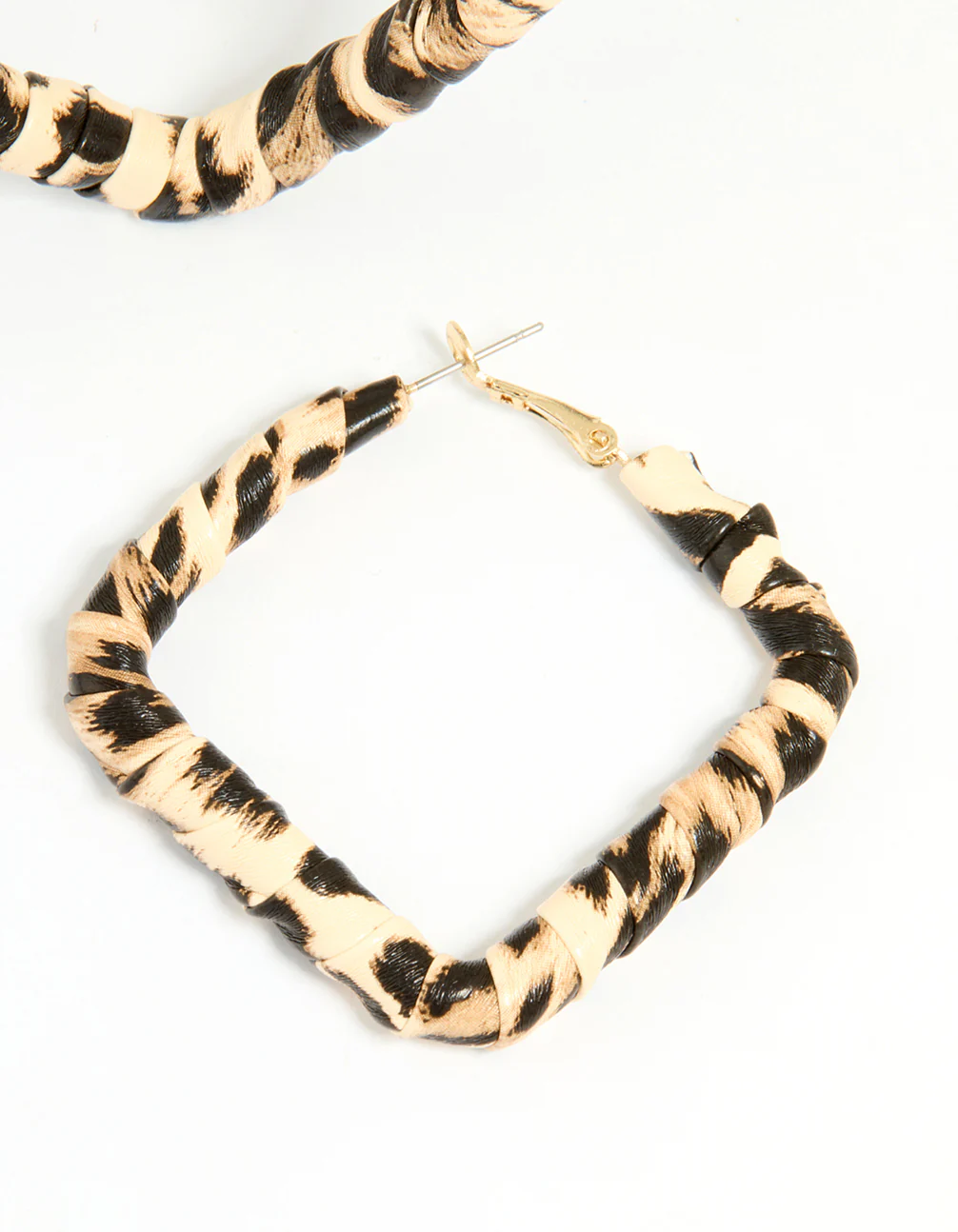 Gold Leopard Print Hoop Earrings - Image 3