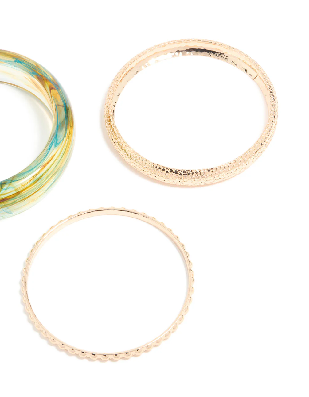 Gold & Light Blue Marble Bangles 3-Pack - Image 3