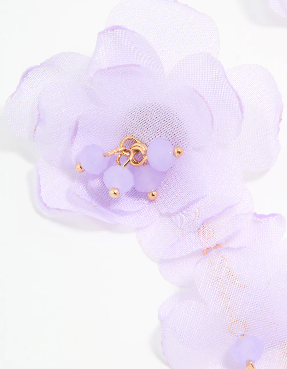 Gold Lilac Ethereal Flower Petal Drop Earrings - Image 4