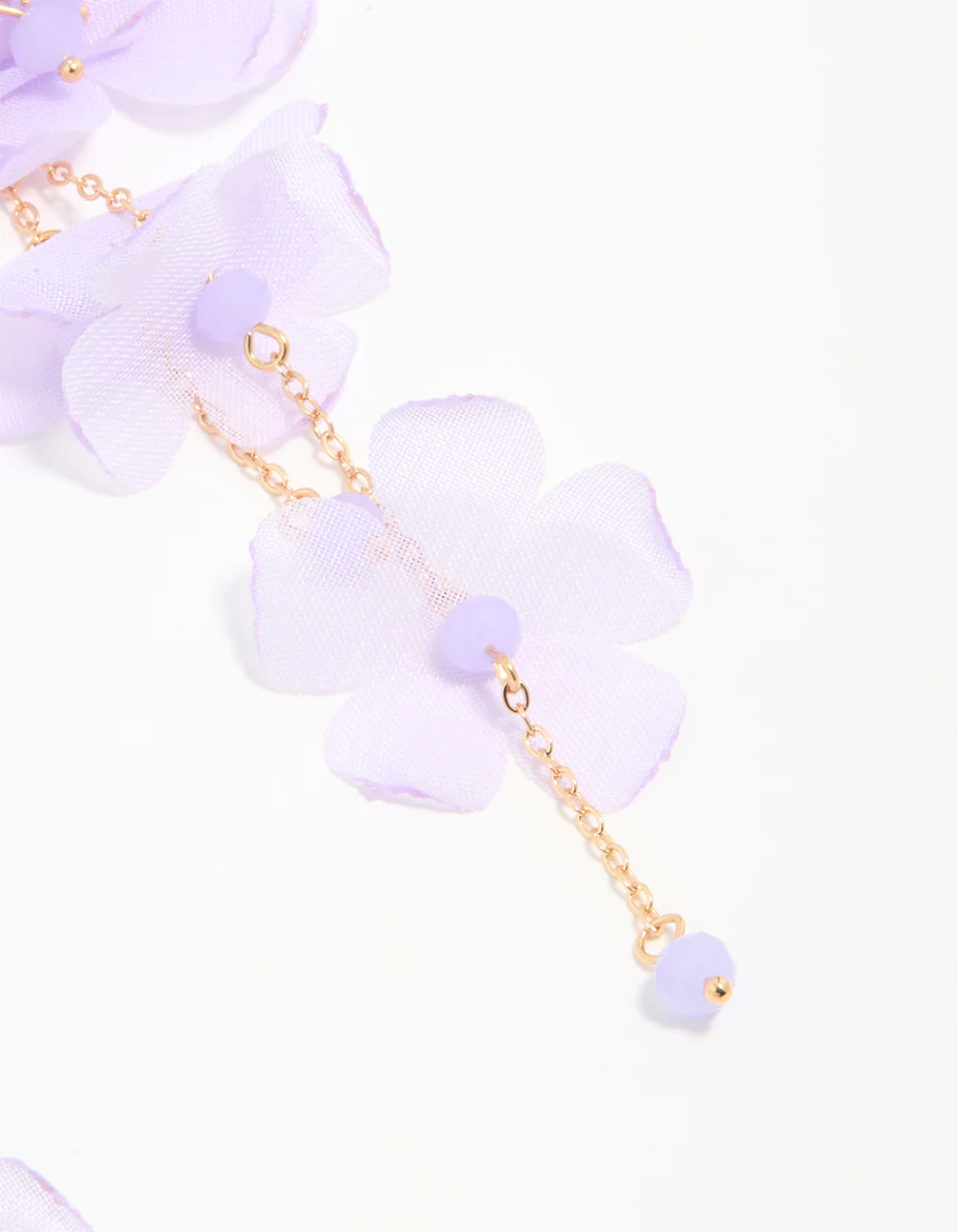Gold Lilac Ethereal Flower Petal Drop Earrings - Image 5