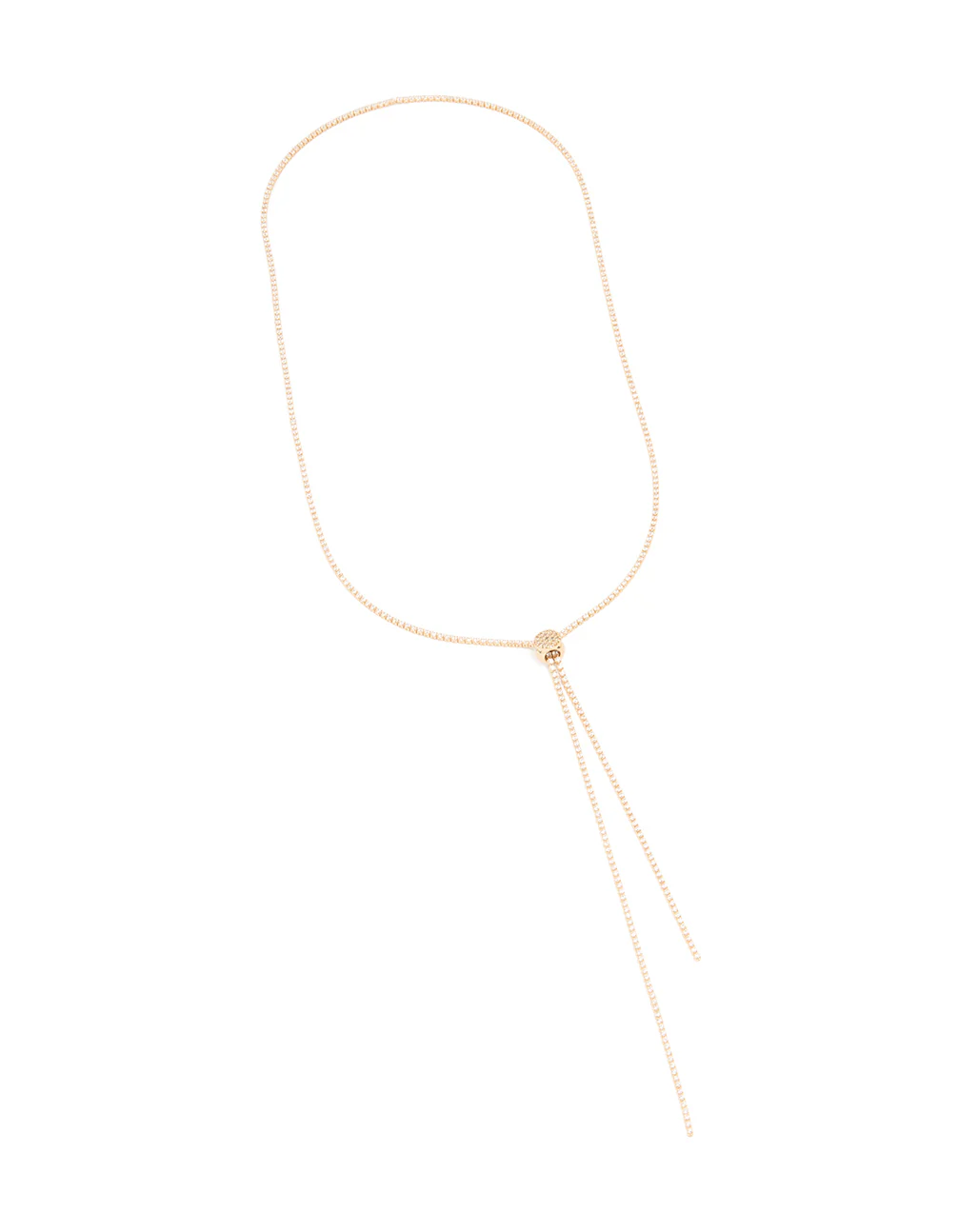 Gold Long Cubic Zirconia Lariat Necklace - Image 2