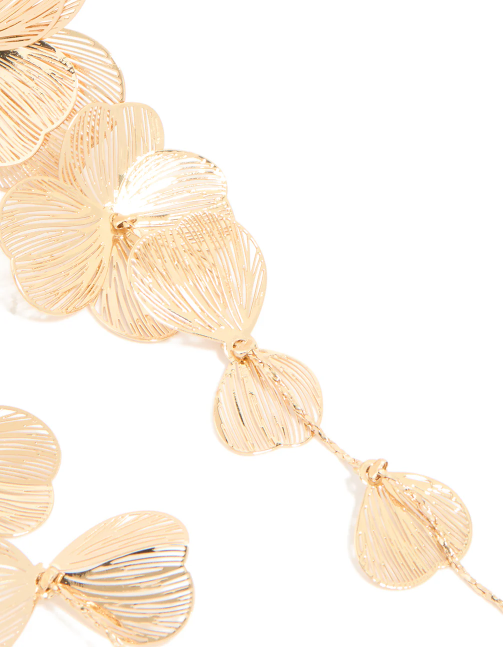 Gold Long Floral Drop Earrings - Image 5