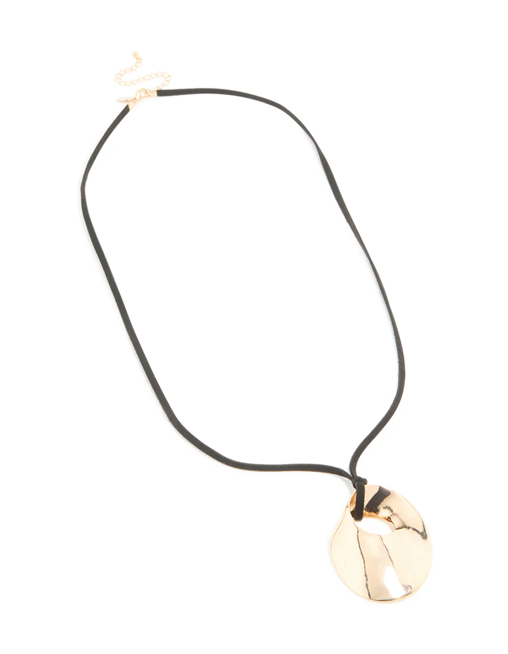 Gold Long Organic Pendant Cord Necklace - Image 2