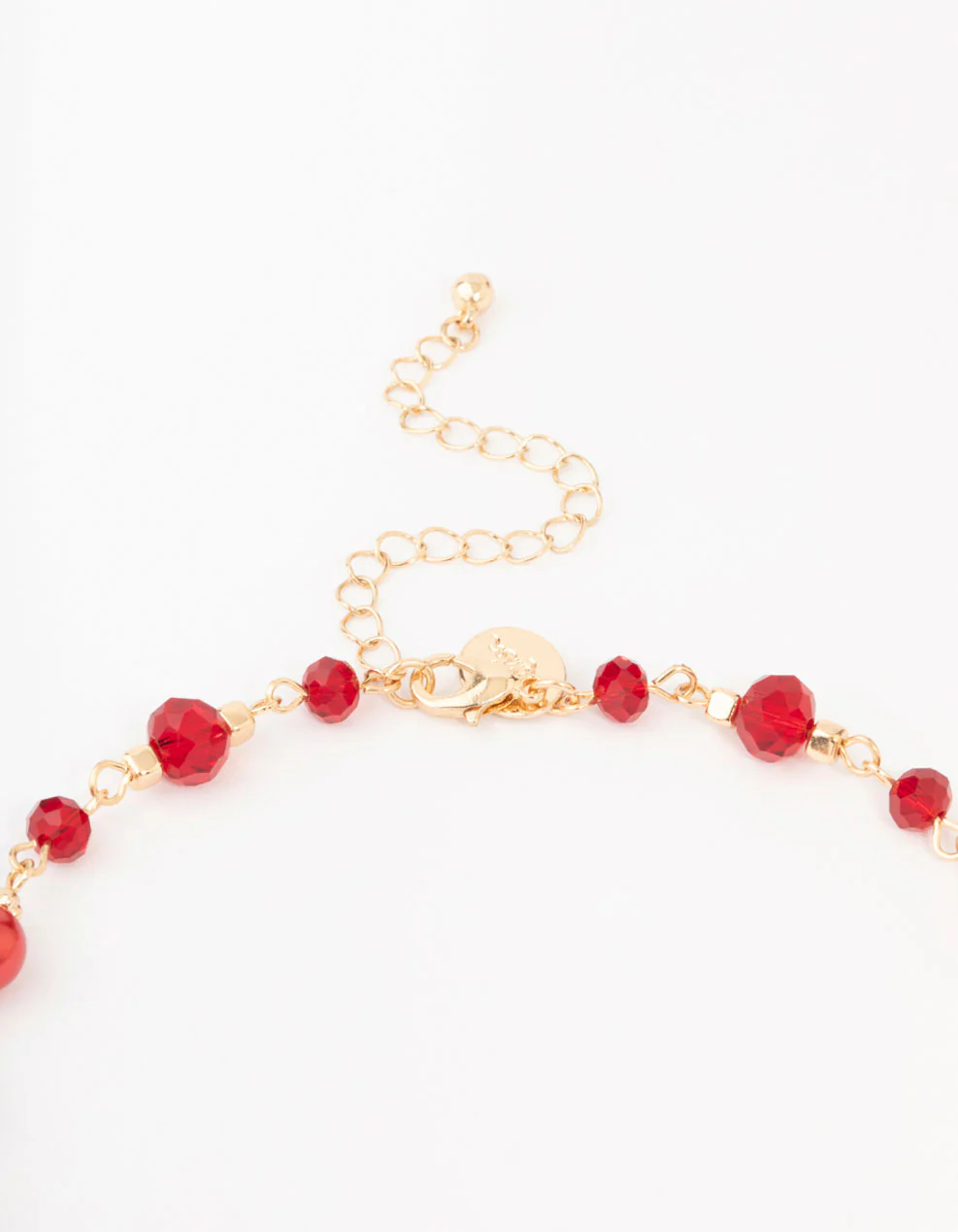 Gold Long Red Stone Mixed Beads Necklace - Image 3