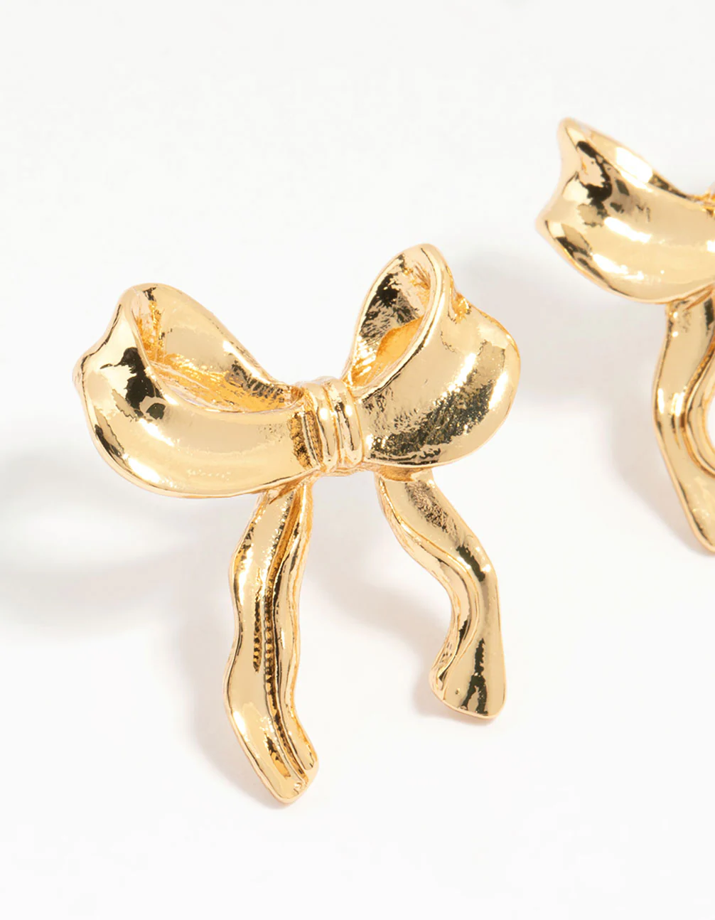 Gold Lovely Bow Stud Earrings - Image 2