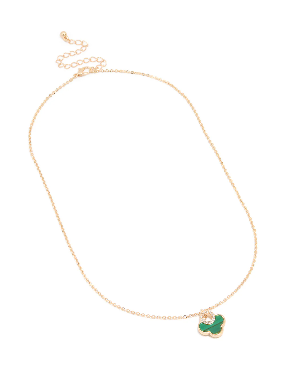 Gold Lovely Green Flower Petal Necklace - Image 2