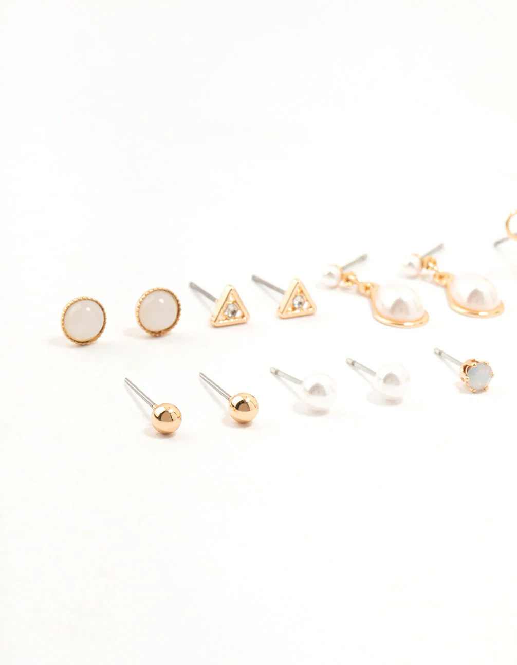 Gold Marbled Pearl & Bow Earrings 8-Pack - Image 2