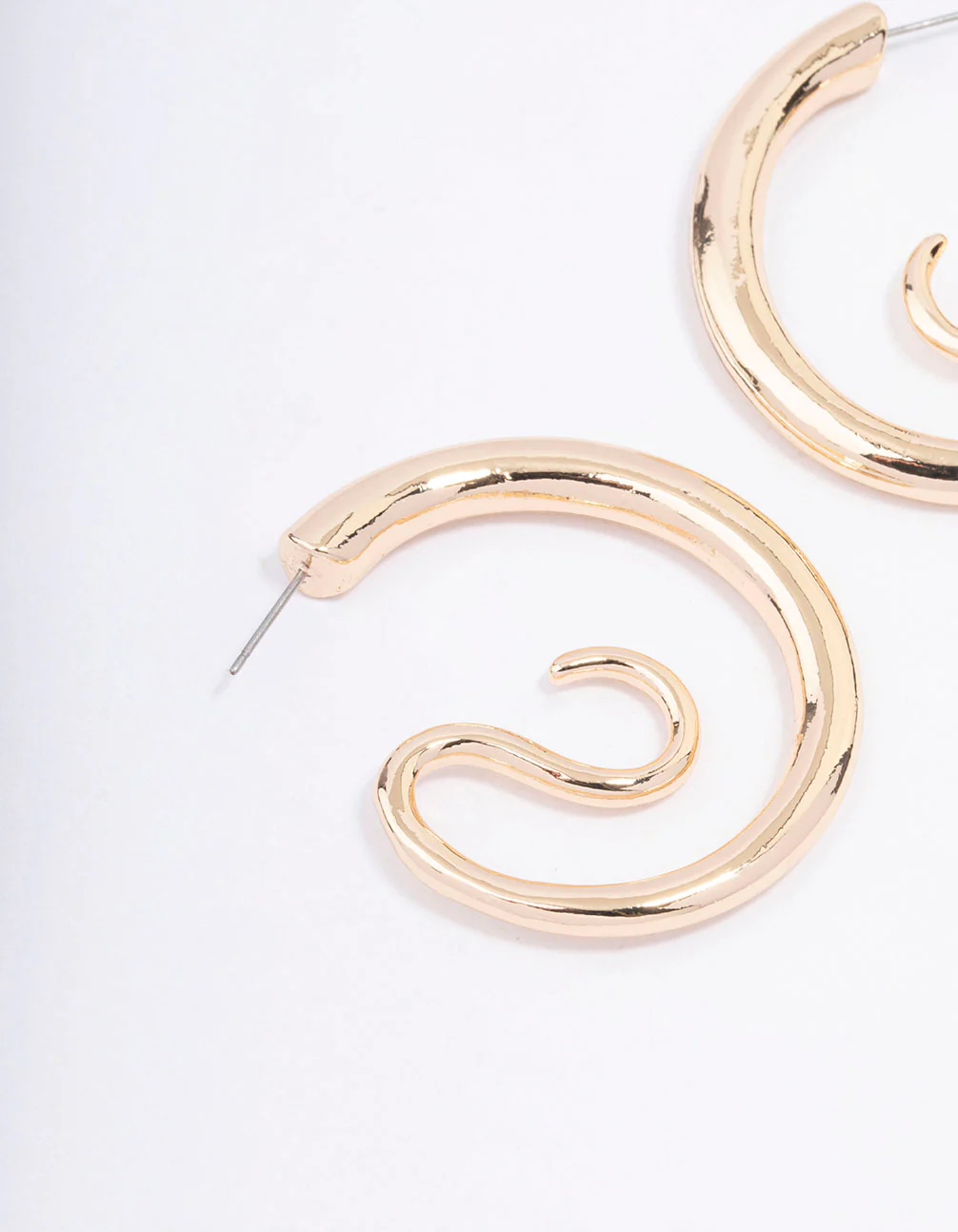 Gold Medium Swirl Hoop Earrings - Image 2