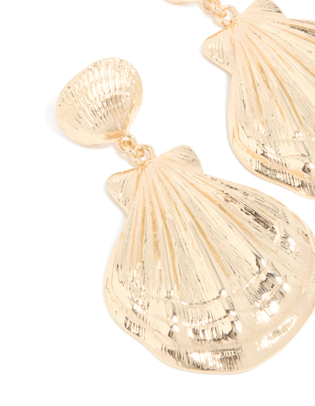 Gold Mega Shell Drop Earrings - Image 2