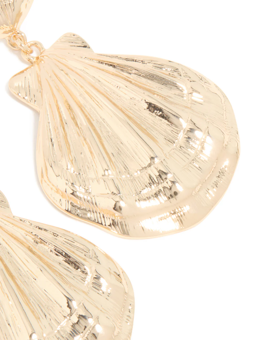Gold Mega Shell Drop Earrings - Image 3