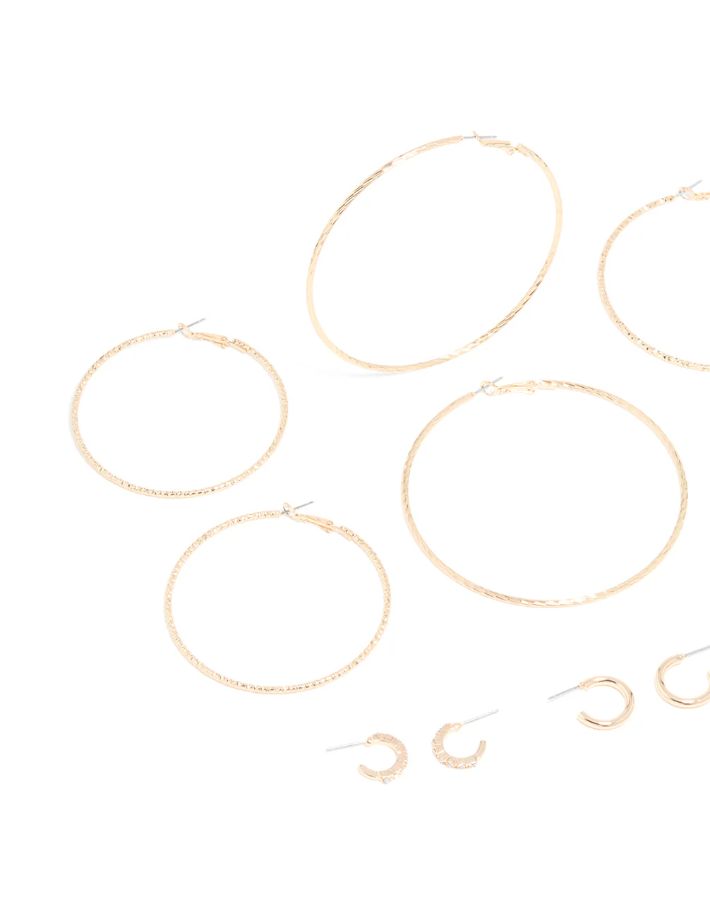 Gold Mega & Small Hoop Earrings 6-Pack - Image 2