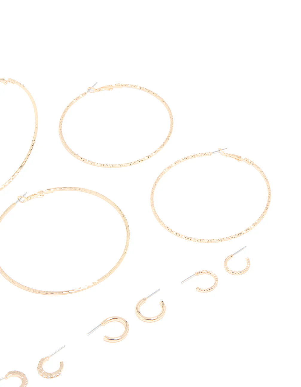 Gold Mega & Small Hoop Earrings 6-Pack - Image 3