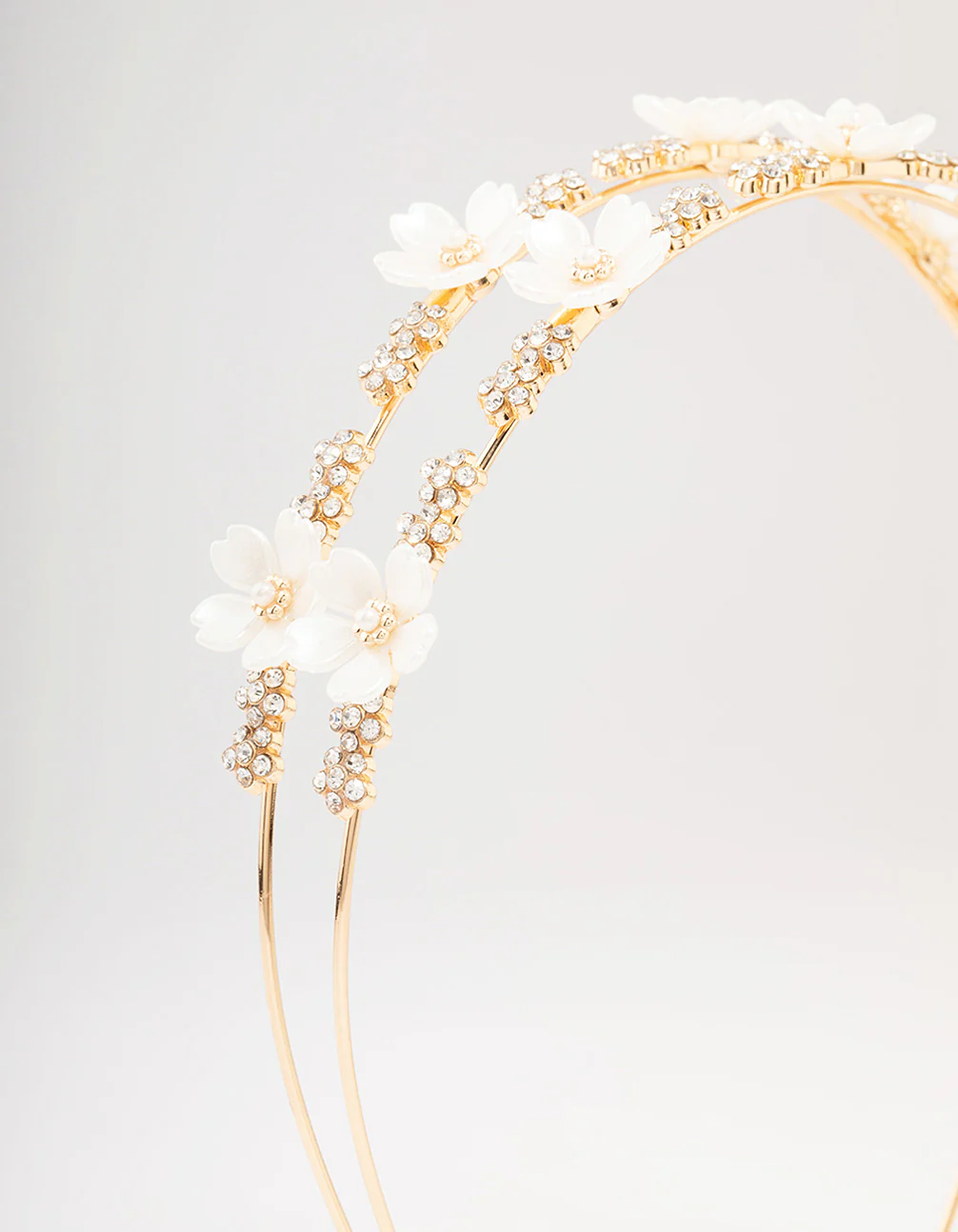 Gold Mini Crystal Flower Beaded Headband - Image 2