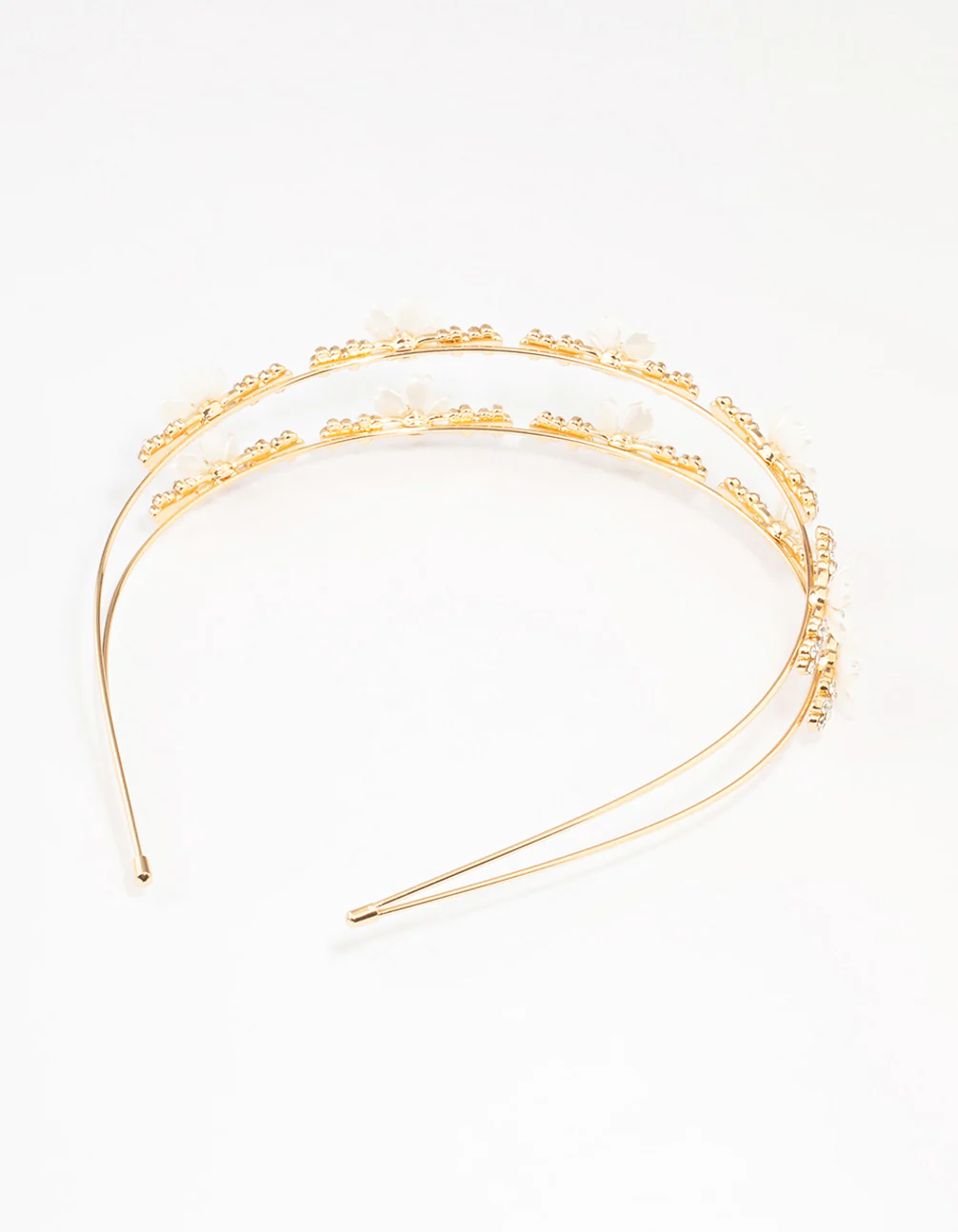 Gold Mini Crystal Flower Beaded Headband - Image 3