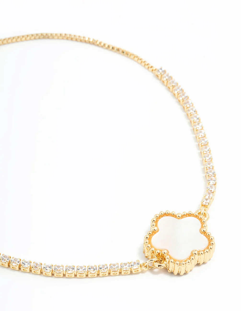 Gold Plated Mini Cubic Zirconia Flower Toggle Bracelet - Image 2