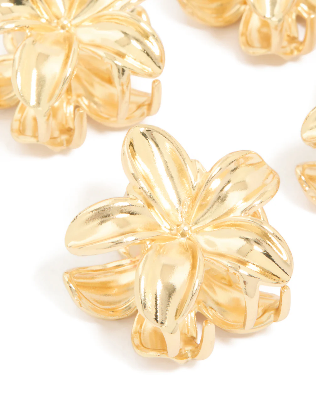Gold Mini Frangipani Flower Claw Clips 4-Pack - Image 2