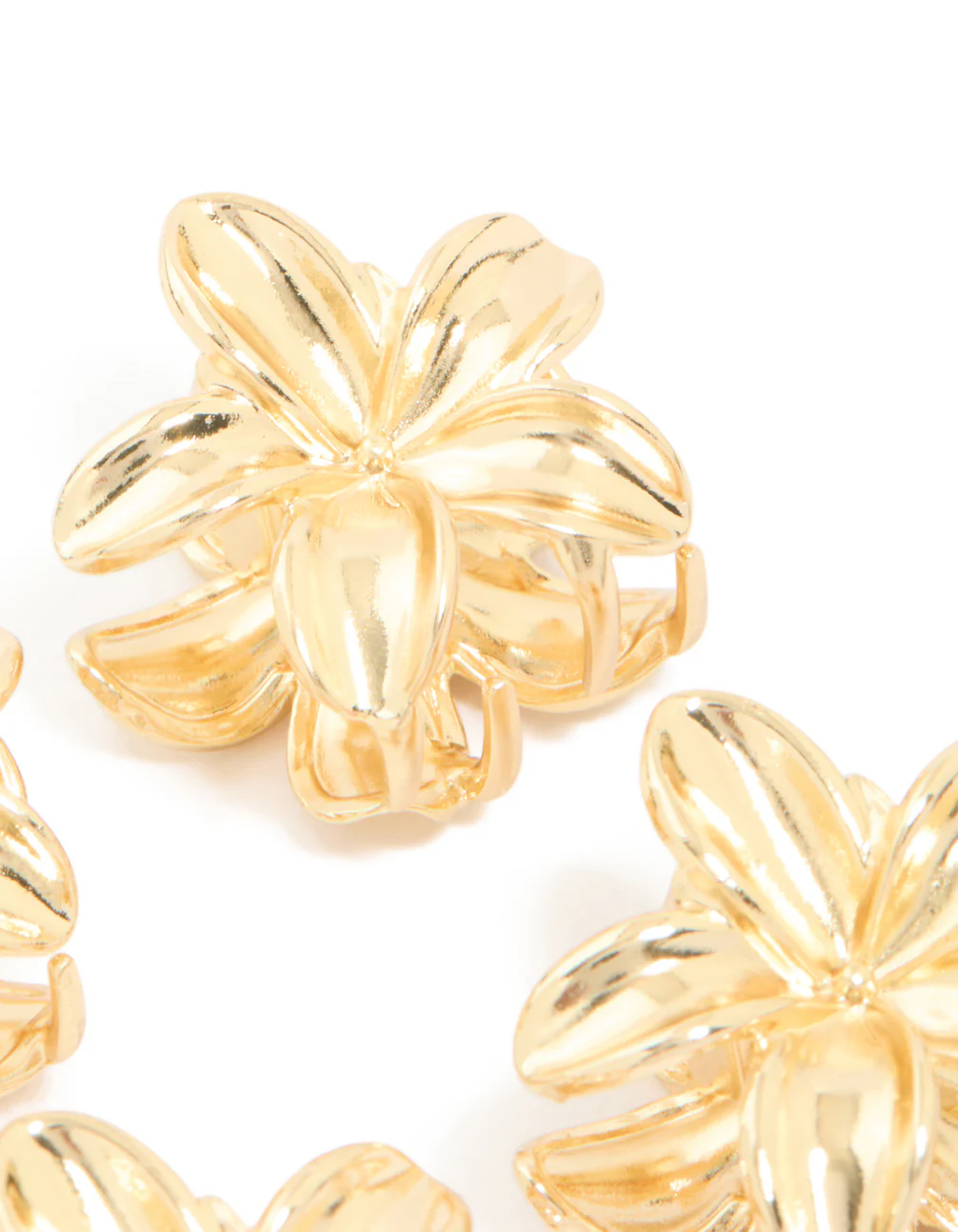 Gold Mini Frangipani Flower Claw Clips 4-Pack - Image 3