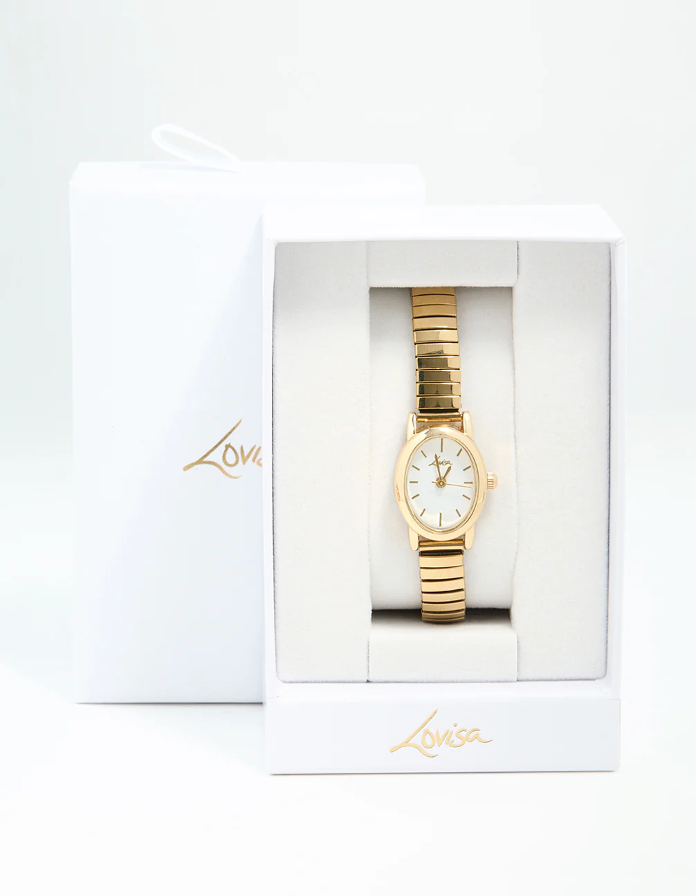 Gold Mini Oval Stretch Watch - Image 3