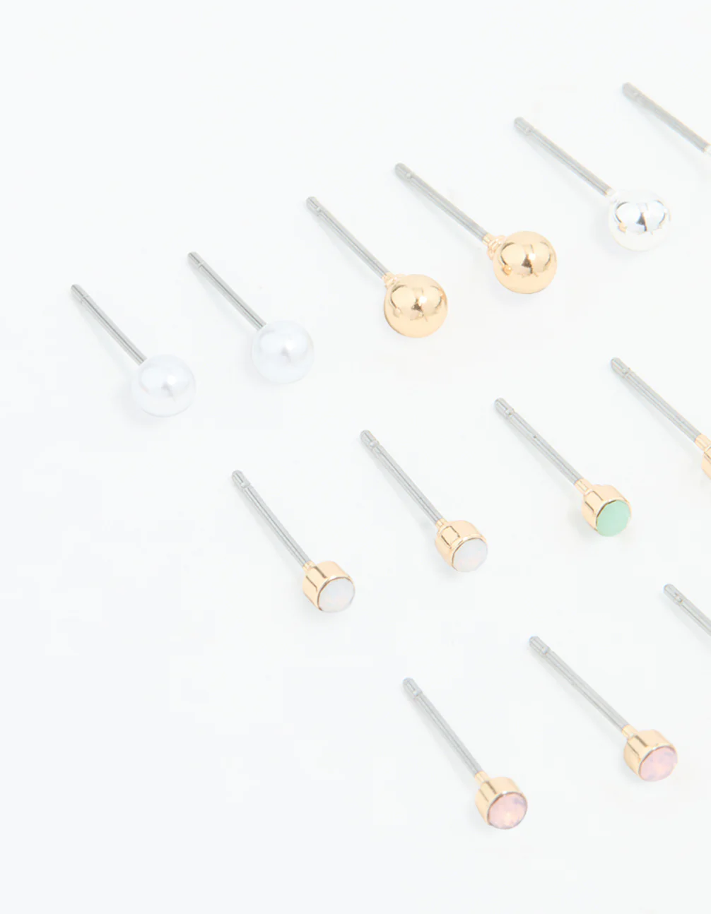 Gold Mixed Basic Small Stud Earrings 8-Pack - Image 2