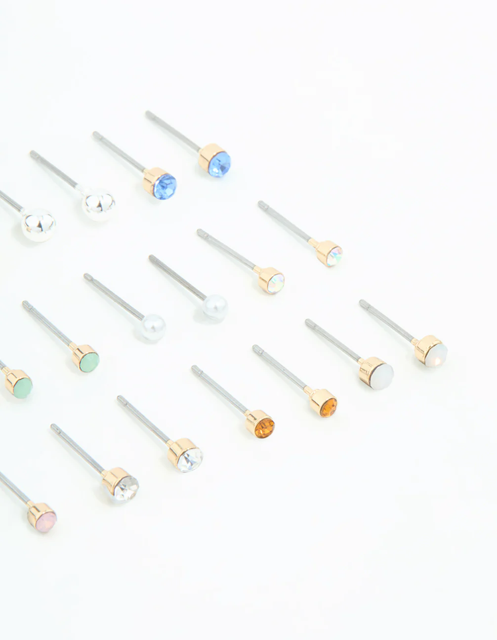 Gold Mixed Basic Small Stud Earrings 8-Pack - Image 3
