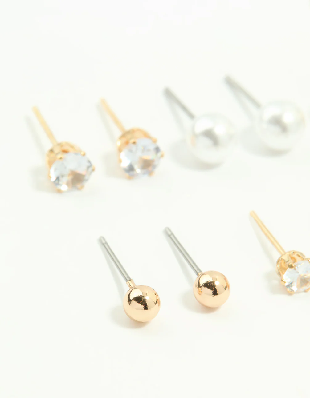 Gold Mixed Basic Stud Earrings 8-Pack - Image 2