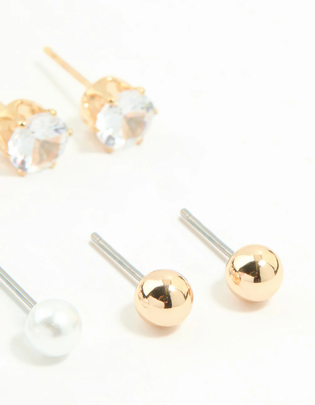 Gold Mixed Basic Stud Earrings 8-Pack - Image 3