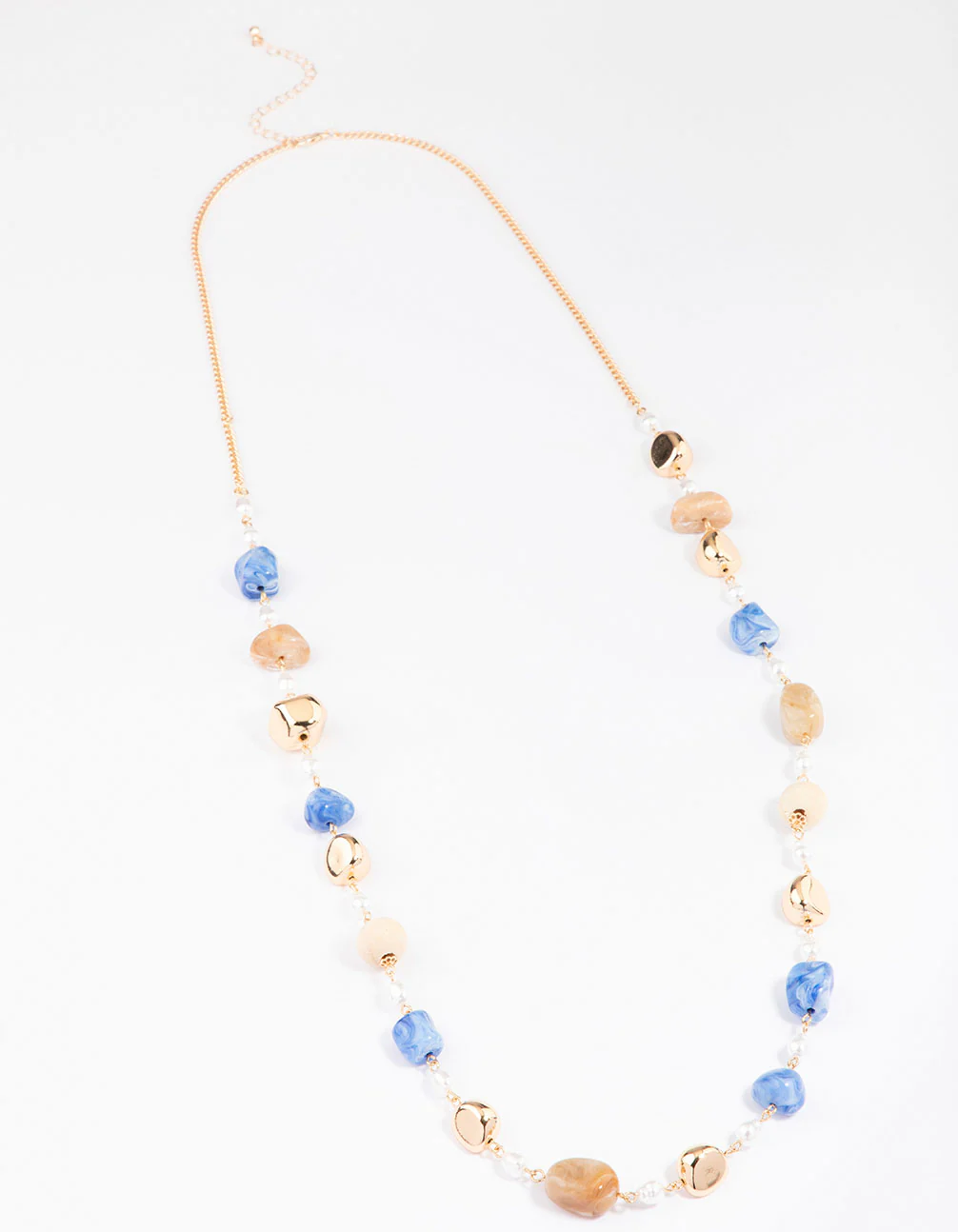 Gold Mixed Bead Long Necklace - Image 2