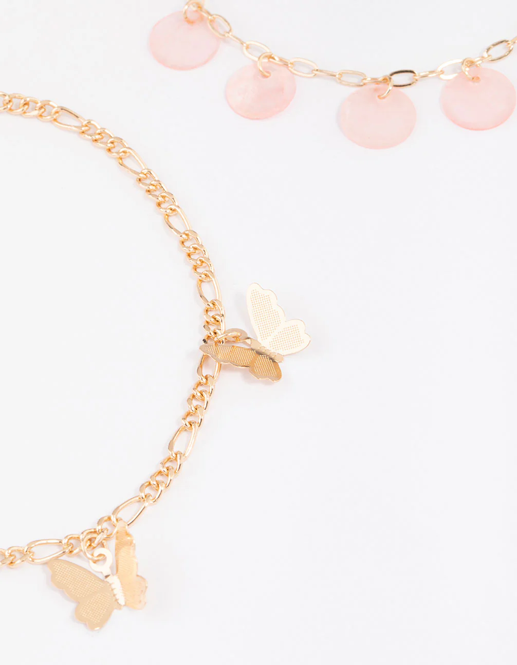 Gold Genuine Shell Butterfly Anklets 3-Pack - Image 2