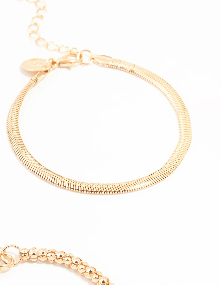 Gold Mixed Chain Bracelets 3-Pack - Image 2