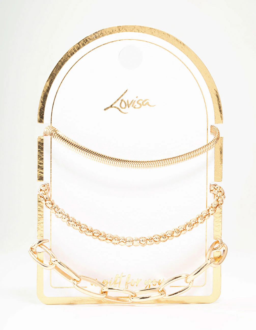 Gold Mixed Chain Bracelets 3-Pack - Image 3