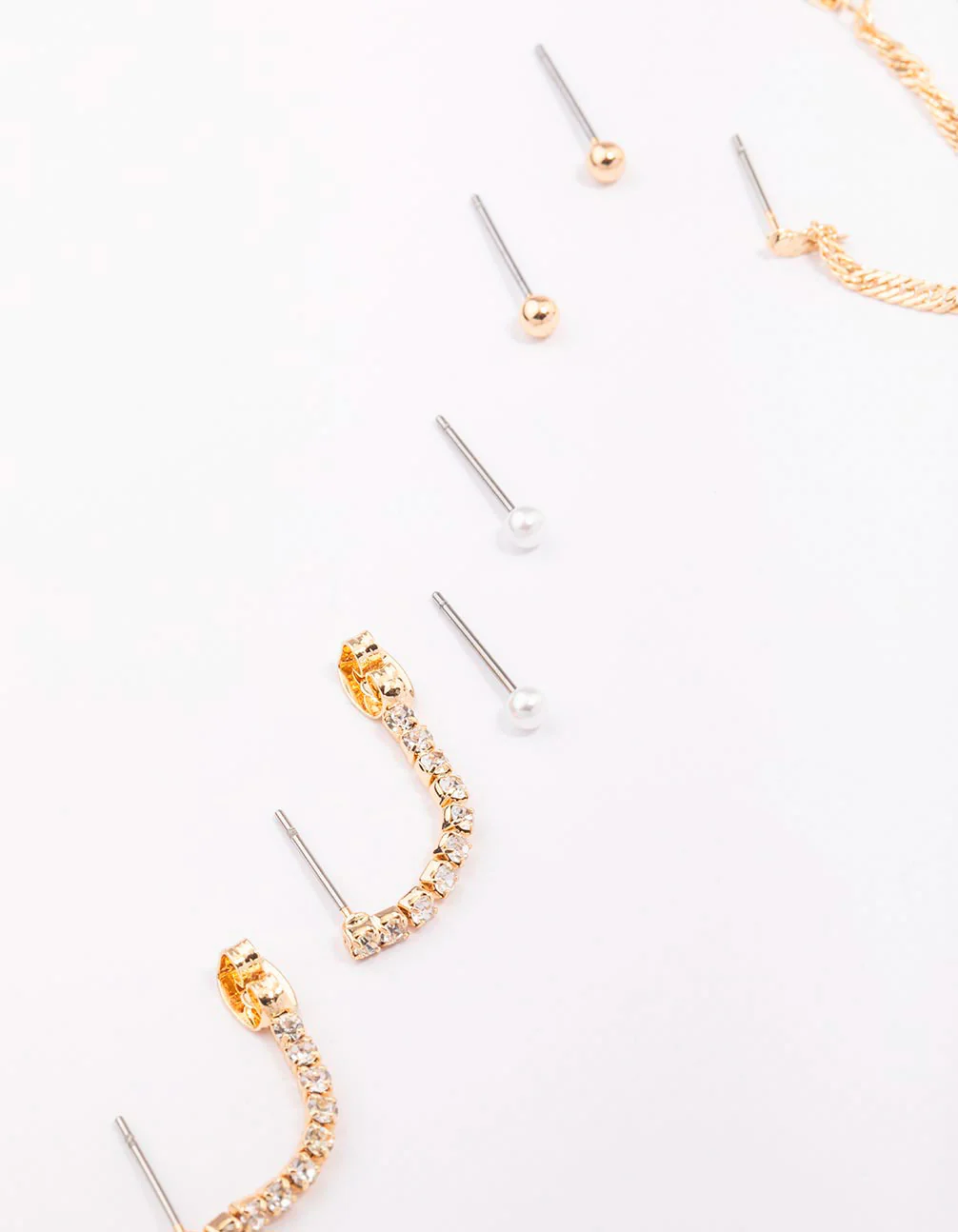 Gold Mixed Chain & Drop Earring 4-Pack - Image 2