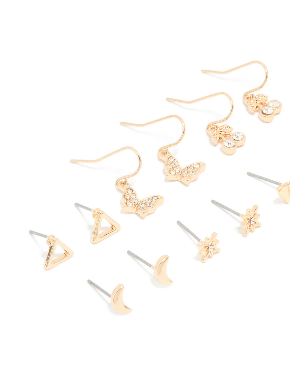 Gold Mixed Diamante Cherry Earrings 8-Pack - Image 2