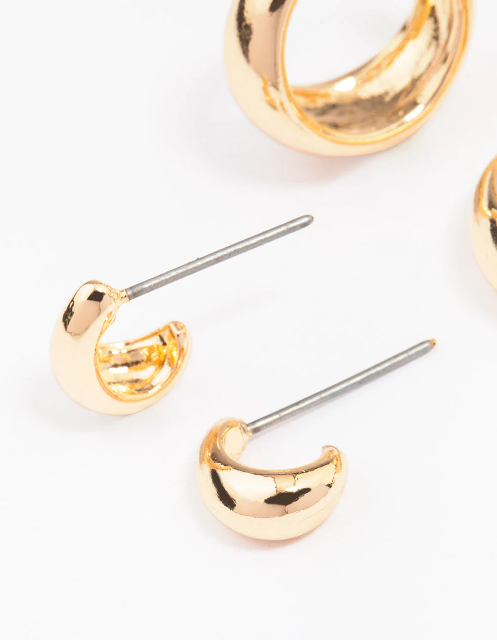 Gold Mixed Gradual Simple Hoop Earring 3-Pack - Image 3