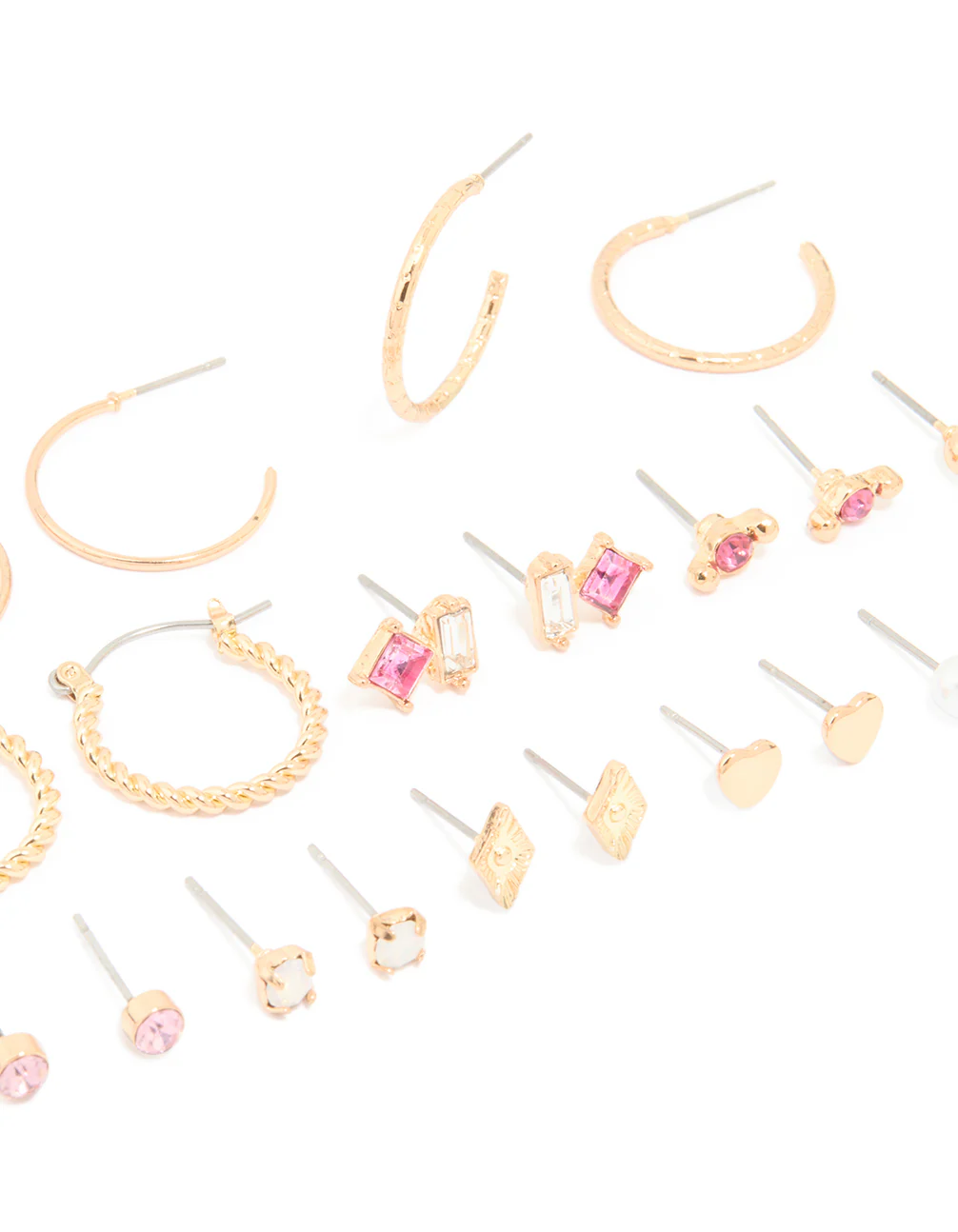 Gold Mixed Heart & Pearl Earrings 12-Pack - Image 2