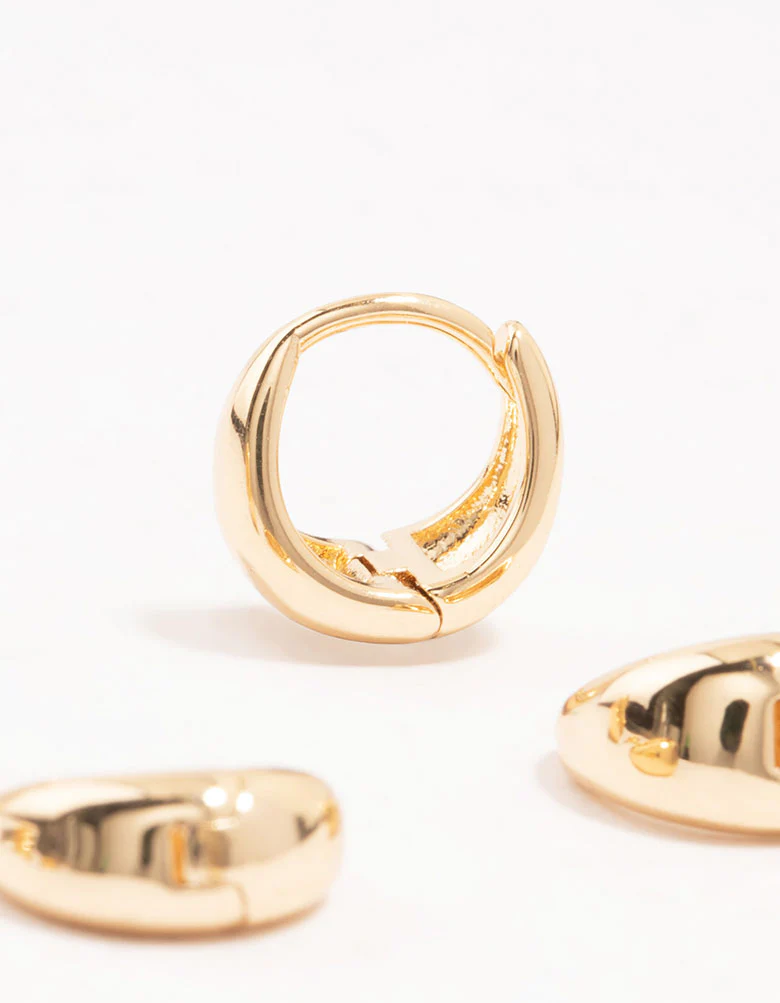 Gold Mixed Hoop Earrings 4-Pack - Image 3