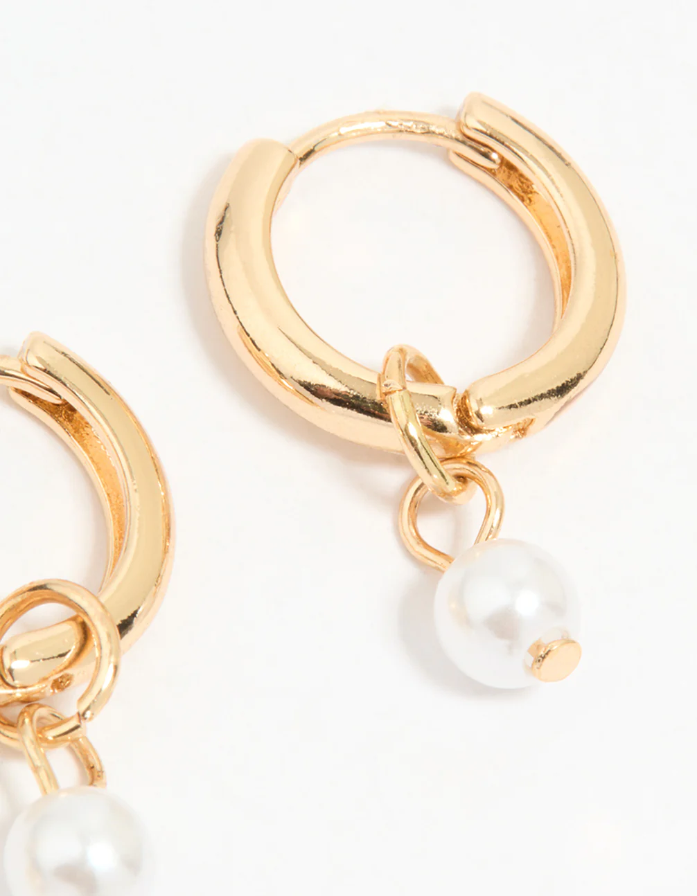 Gold Mixed Pearl Charm Huggie Earrings 3-Pack - Image 5